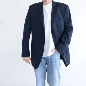 Vintage Blair Underwood Navy Double Button 100% Wool Blazer Size  46L